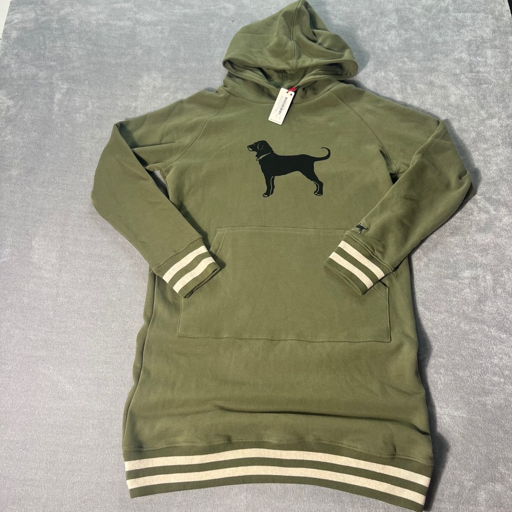 The Black Dog Ladies Camp Long Hoodie Fatigue Green Sweatshirt Dress XXS/XS NEW